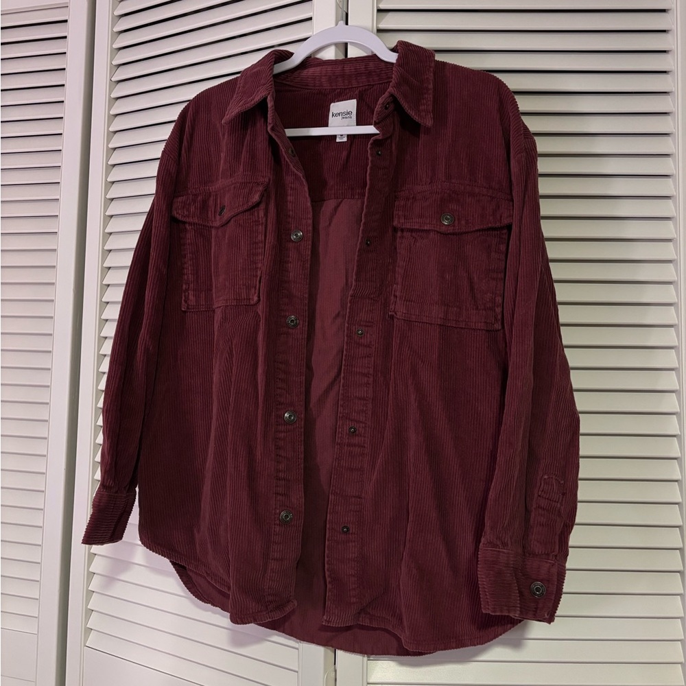 Burgundy Corduroy Button-Up Jacket/Shirt